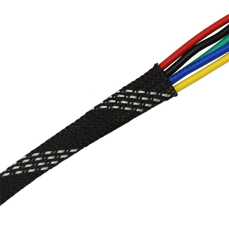 CBAZY 30ft PET Expandable Sleeving Wire Cable Sleeve (2/5", Silver&Black) - Image 3